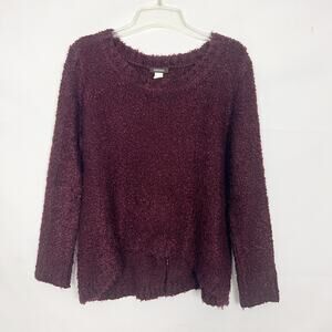 Kerisma Burgundy Pullover Chunky Sweater Size Medium Back Slit